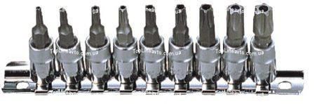 Набір торцевих головок із насадкою TORX 5-гранів 1/4" 9 од. 3303 JTC 3303 JTC фото