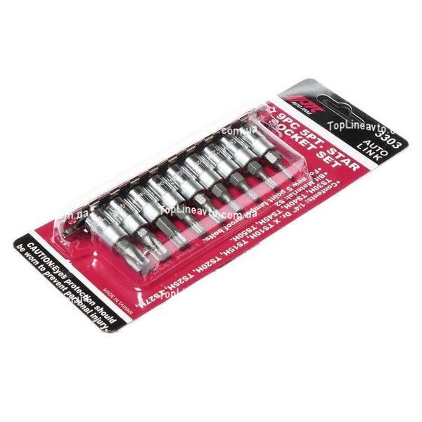 Набір торцевих головок із насадкою TORX 5-гранів 1/4" 9 од. 3303 JTC 3303 JTC фото