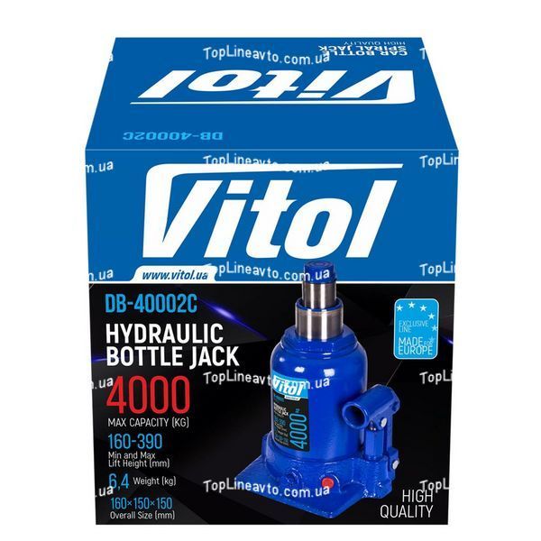 Домкрат бутылочный 4 т Vitol ДБ-40002Ц ДБ-40002Ц фото