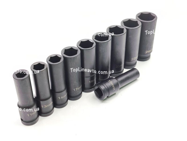 Набор ударных глубоких головок 10&ndash;24 мм, 1/2", 6-гранных, 10 шт. Profline 68060 68060 фото