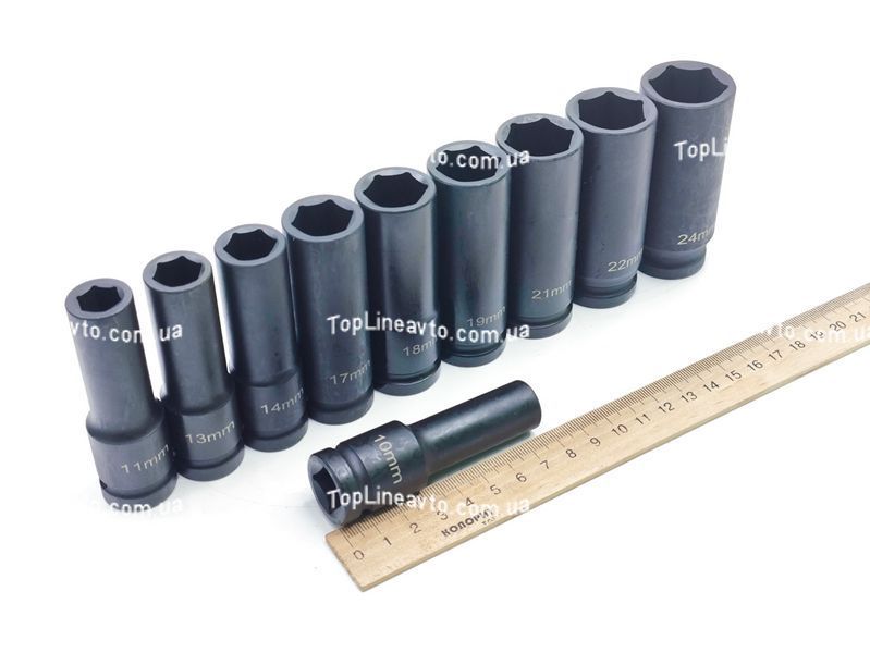 Набор ударных глубоких головок 10&ndash;24 мм, 1/2", 6-гранных, 10 шт. Profline 68060 68060 фото
