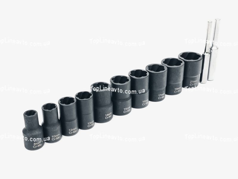 Набор головок для повреждённых болтов и гаек 3/8", 1/2", 8&ndash;21 мм. Profline 18991 18991 фото