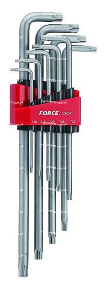 Набір ключів Torx Г-подібних з отвором екстрадовгих 9 од. (T10-T50) FORCE 5098XLT F 5098XLT F фото