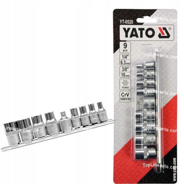 Набор торцевых головок ТОRХ 1/4" Е5-Е16 YATO YT-0520 YT-0520 фото