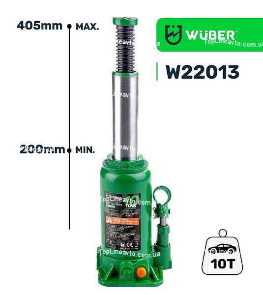 Домкрат гидравлический "столбик" 10 т, 200-405 мм. WUBER&nbsp;W22013 W22013 фото