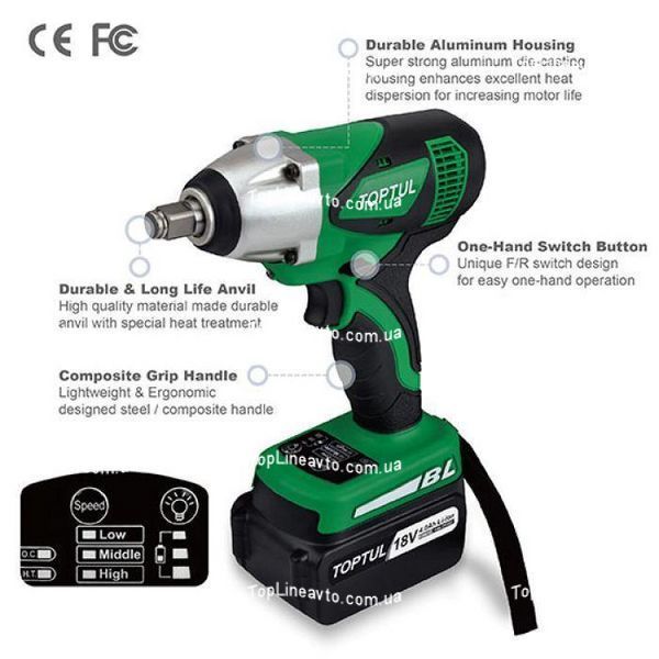 Электрогайковерт ударный TOPTUL 1/2" 500Nm 3000об/мин KPAA1650E KPAA1650E фото
