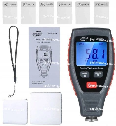Толщиномер профессиональный электронный LCD-дисплей Fe/nFe, 0-1800мкм BENETECH GT235 GT235 фото