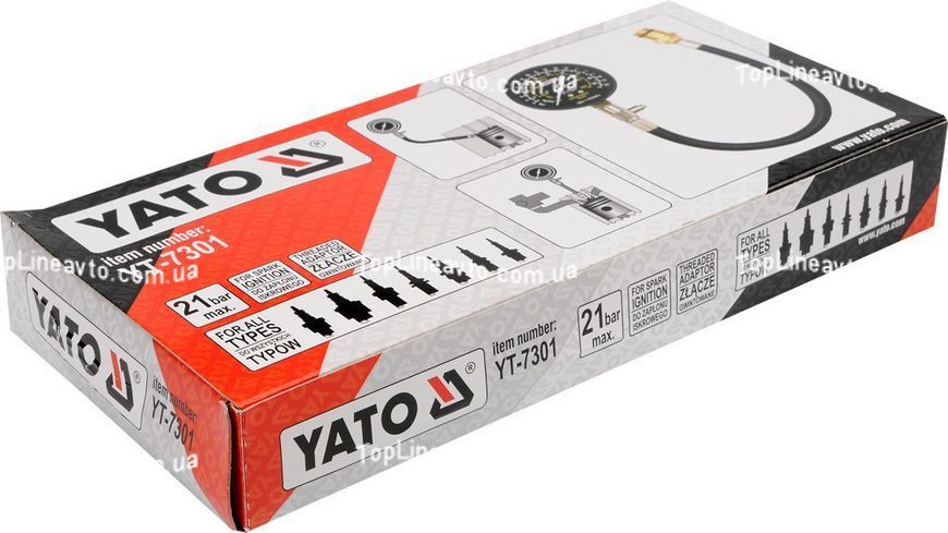 Компрессометр бензиновый со сменным наконечником YATO YT-7301 YT-7301 фото