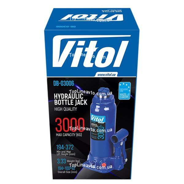 Домкрат бутылочный 3 т Vitol ДБ-03006 ДБ-03006 фото
